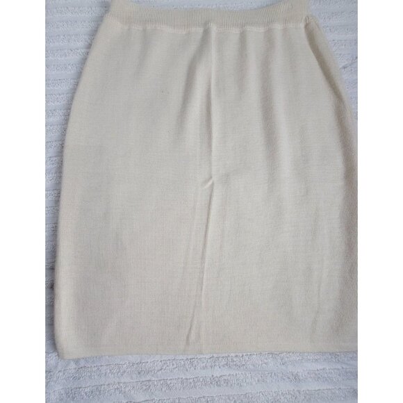 Martello Womens Merino Wool Acrylic Knitted Pencil Skirt Medium Cream Pull-On - Picture 1 of 6